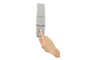 Hand operating a wireless garage door keypad