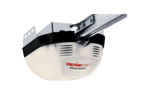 Close-up of a ceiling-mounted garage door opener motor